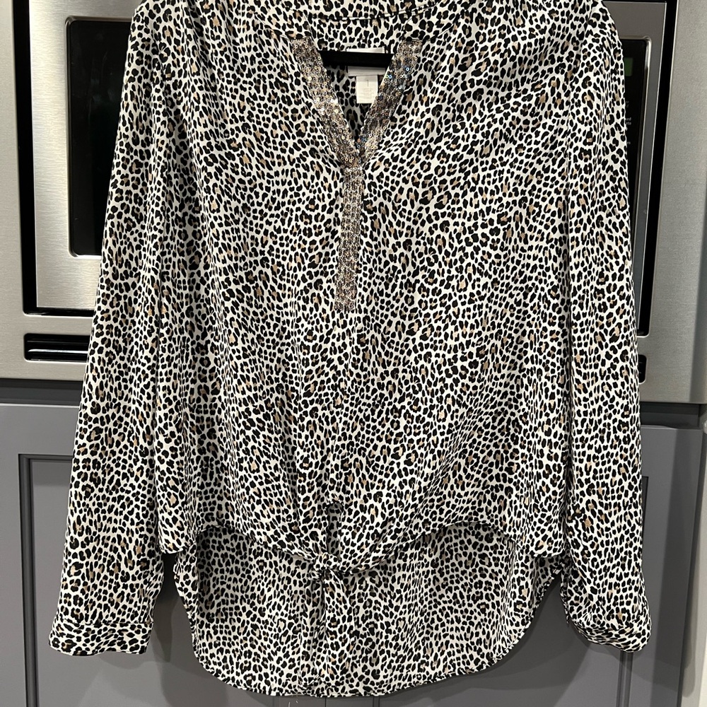 Chico's Sequin Leopard Print Top